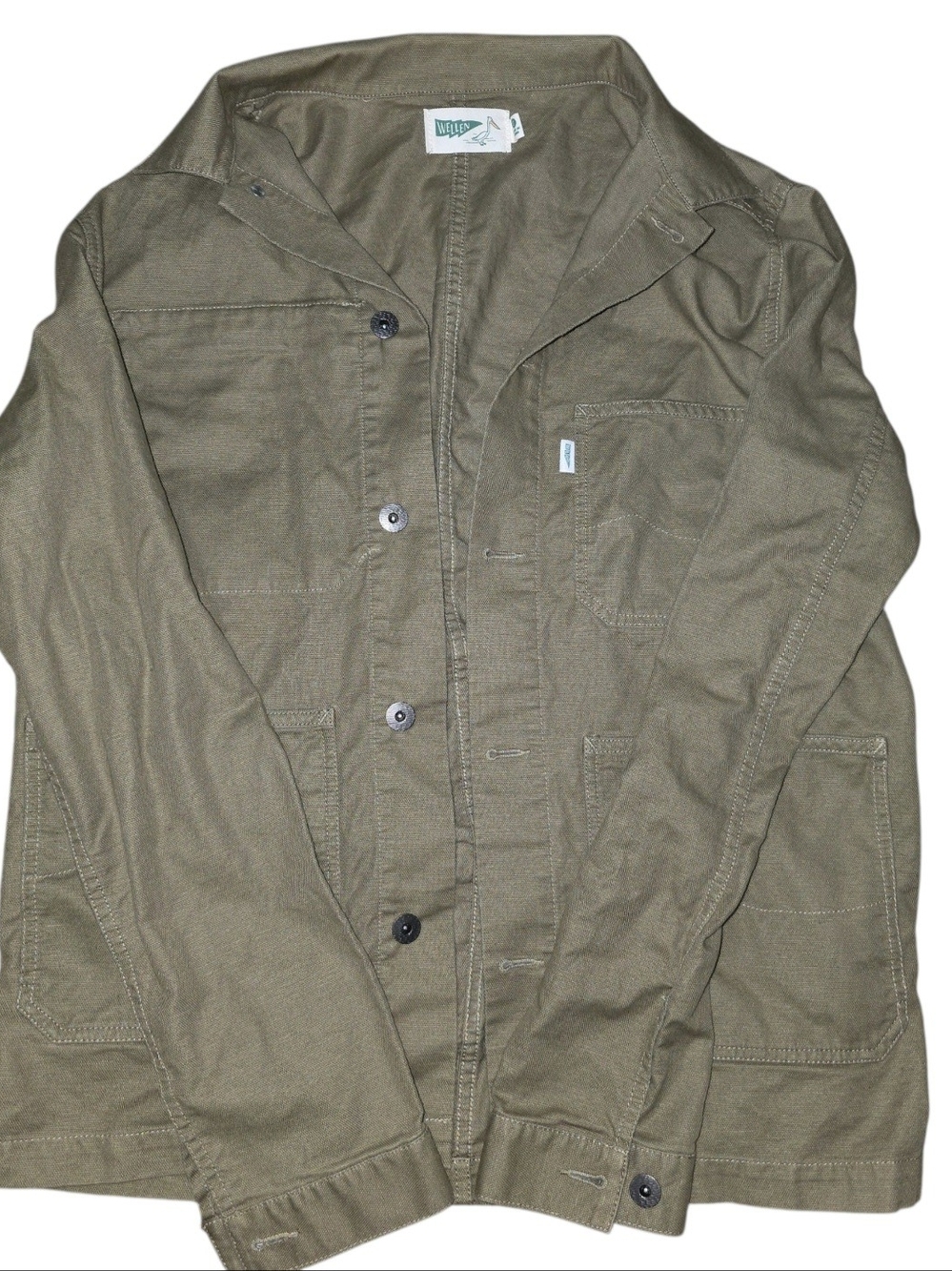 Wellen Huckberry Cotton Chore Coat Olive Green Mens Small Hemp Mix